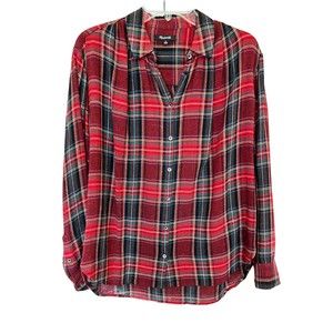 Madewell Plaid Woven Shirt Women Sz small Red Black